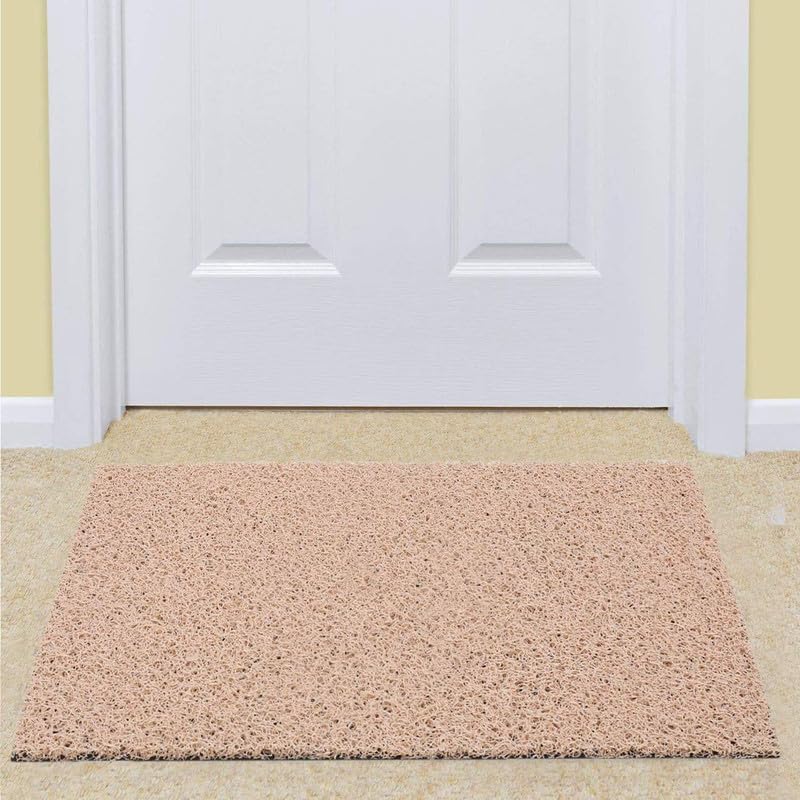 Image of PVC Cushion Foot mat Dirt Rub of Thick Mesh Main Entrance Doormat with Anti-Slip Rubber Backing for Home Bedroom Bathroom Offices Restaurants Hospitals Shops (2 x 12feet Beige, Cream)