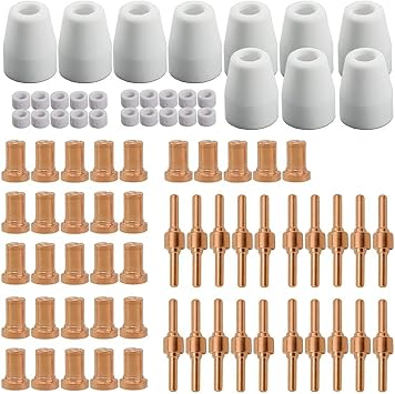PT31 Plasma Cutter Consumables Kit, 80 Pieces, Torch Tips Electrodes Nozzles Cups, Extended Version