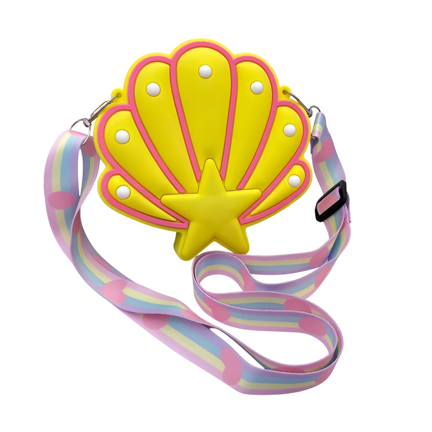 Girls Shell Shaped Silicone Handbag for Girls with Adjustable Strap