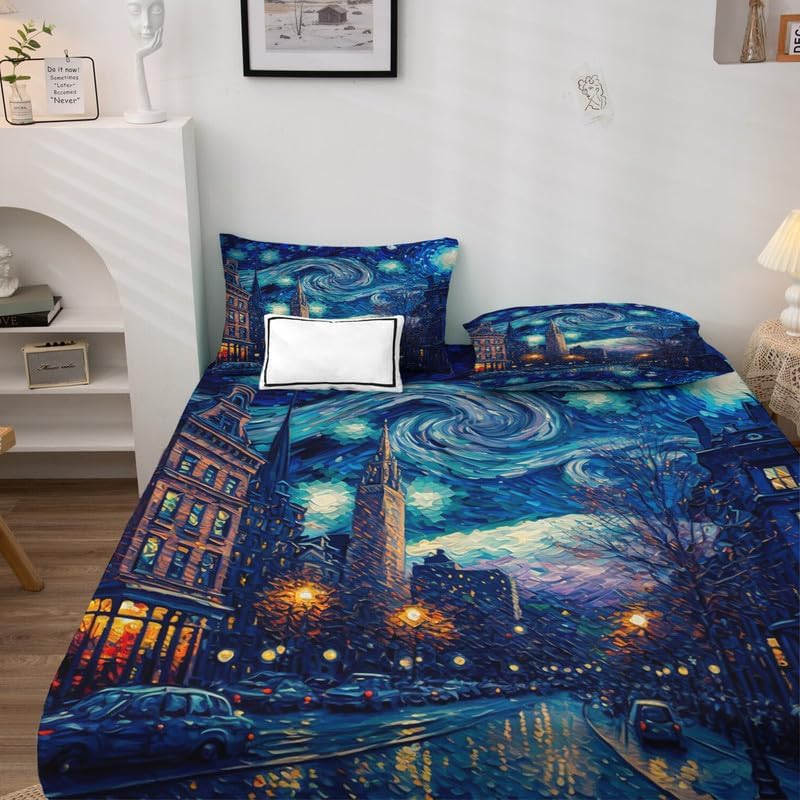 Miniatura 3 de Sábanas abstractas tamaño Queen Sábanas londinenses de 4 piezas y bolsillo profundo de 16 pulgadas, sábanas de microfibra suave de 600 hilos sin