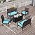 HERA'S HOUSE 5 Pieces Patio Furniture Set,2 x Wicker Chair, 45" Fire Pit Table and 2 x 2-Seat Lover Sofa with Cushions, All Weather Outdoor Conversation Set for Garden, Lawn, Backyard