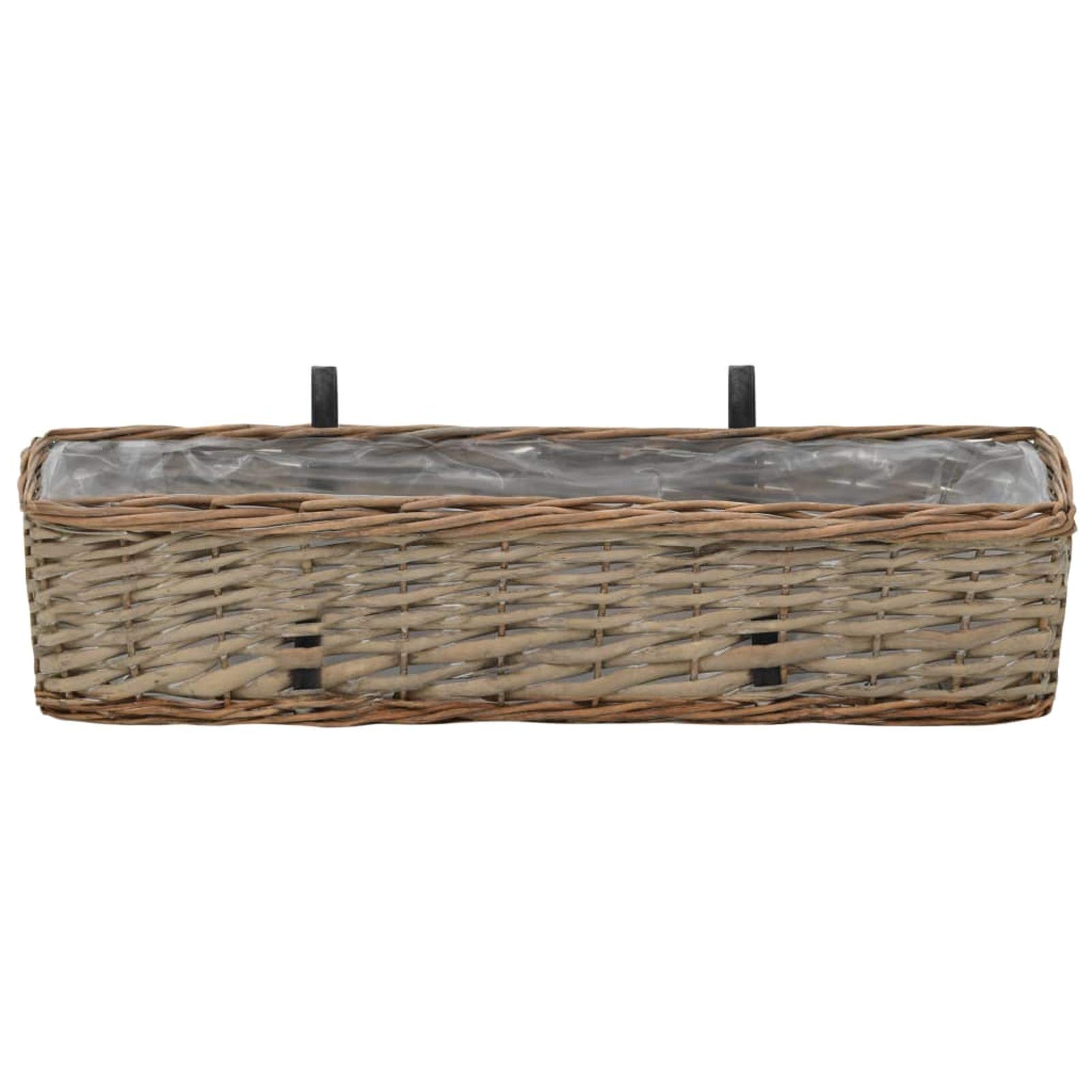 2 pz Fioriere d'Appendere da Balcone in Vimini Rivestimento PE 40x16x13 cm/60x18x13 cm,Portavasi da Appendere in Vimini
