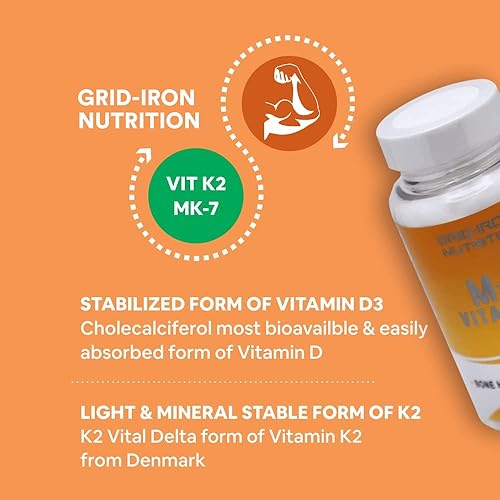 Miniatura 2 de GRID-IRON NUTRITION Vitamina K2 Menaquinona-7 (MK-7) Suplemento dietético de 100 MCG para huesos y salud, 90 cápsulas