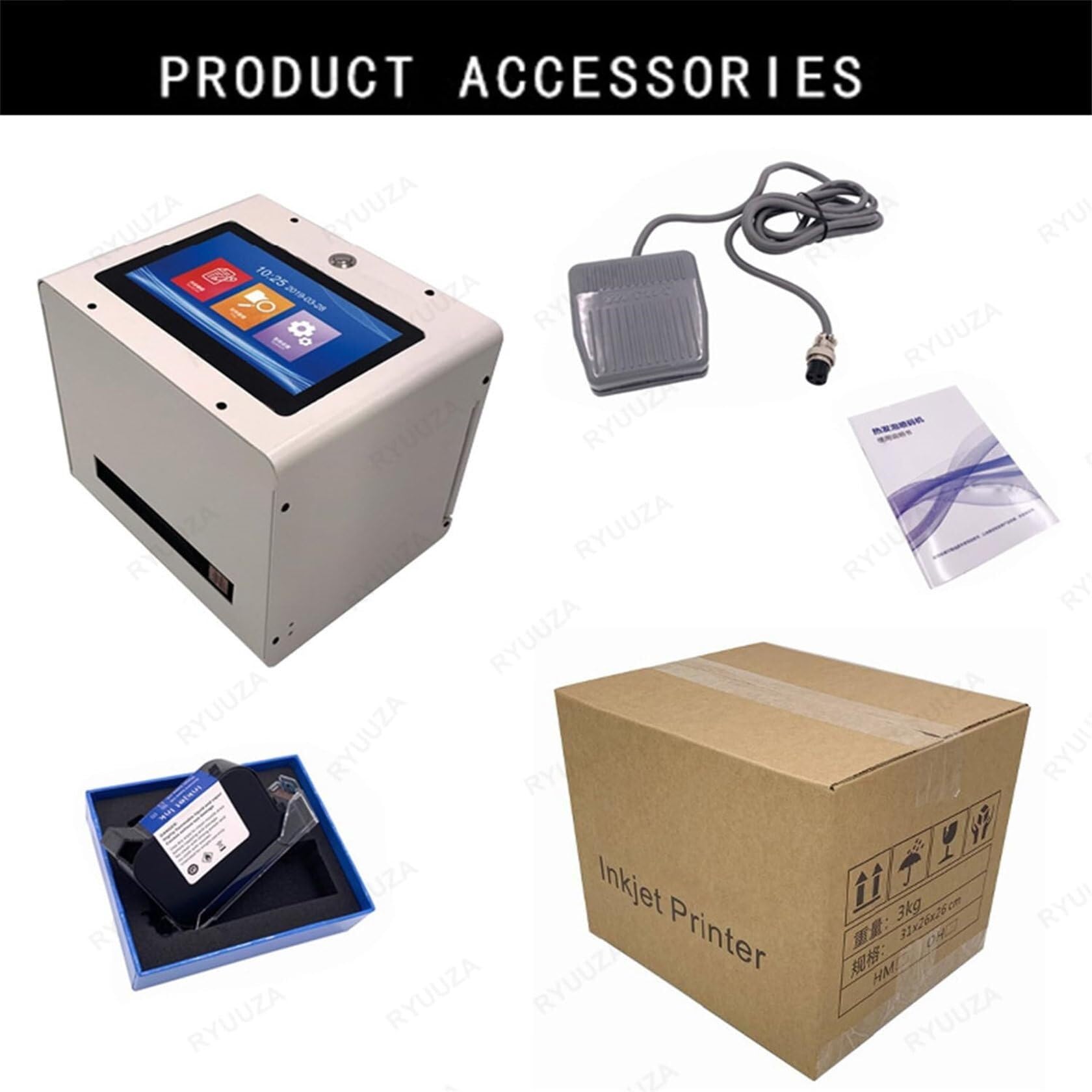 Impresora industrial de inyección de tinta, etiquetadora portátil de mano para fecha de caducidad, código Qr, código de barras, número de lote, texto variable, 12.7 ~ 25.4 mm