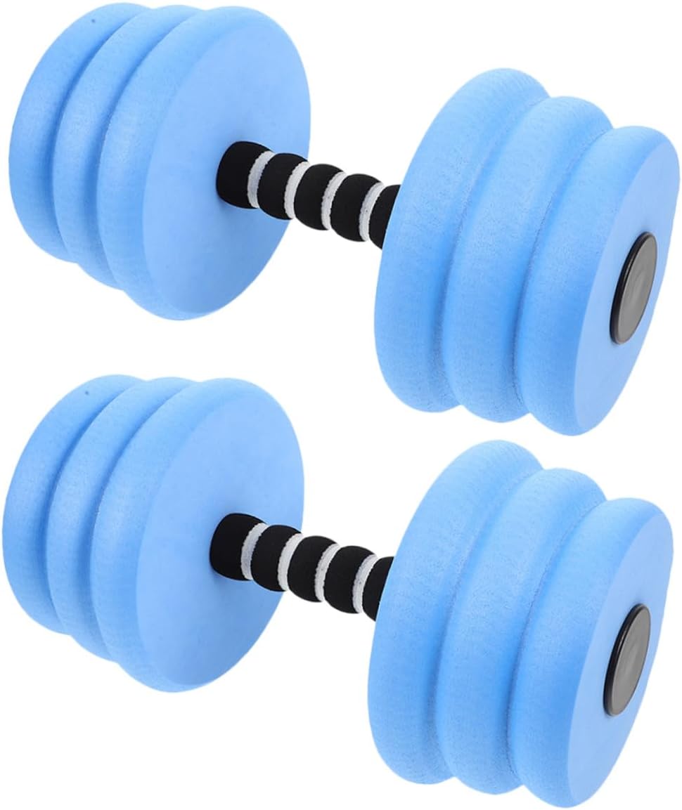 2pcs Threaded EVA Foam Aquatic Dumbbells Lightweight Floating Water Weights for Pool Exercise Resistance Equipment 2pcs (Threaded Blue)