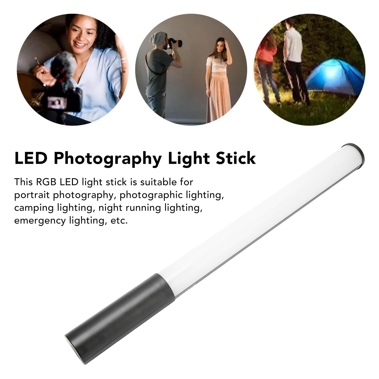 Focket Bastone Luminoso a LED RGB, 9W 1000 2500-9900K Bastone Luminoso Dimmerabile per Fotografia per Video con Batteria Ricaricabile Integrata da 2600mAh per Eventi di Produzione Video Fotografici