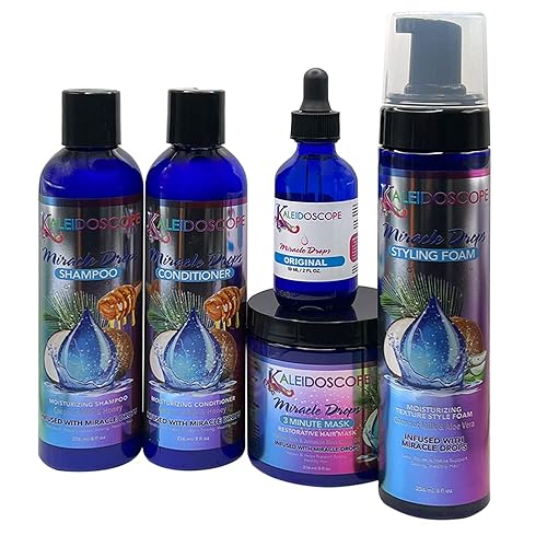 Kaleidoscope - Colección Miracle Drops - Leche de coco, miel y aloe vera, mezcla hidratante de agua de arroz - Champú, acondicionador, máscara de 3