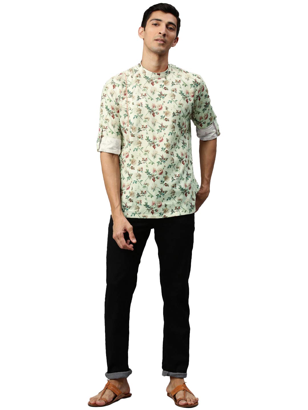 manyavar Men's Printed Casual Full Sleeves Short Kurta (1pc)-picture-59