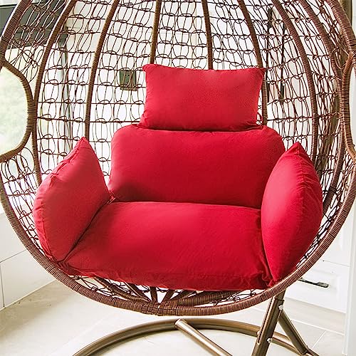 BAHULA Cojines Colgantes de la Silla del Huevo Cubierta Desmontable Colgante Basket Chair Seat Cushion Replacement Cover para el jardín al Aire Libre del Patio Interior,Rojo
