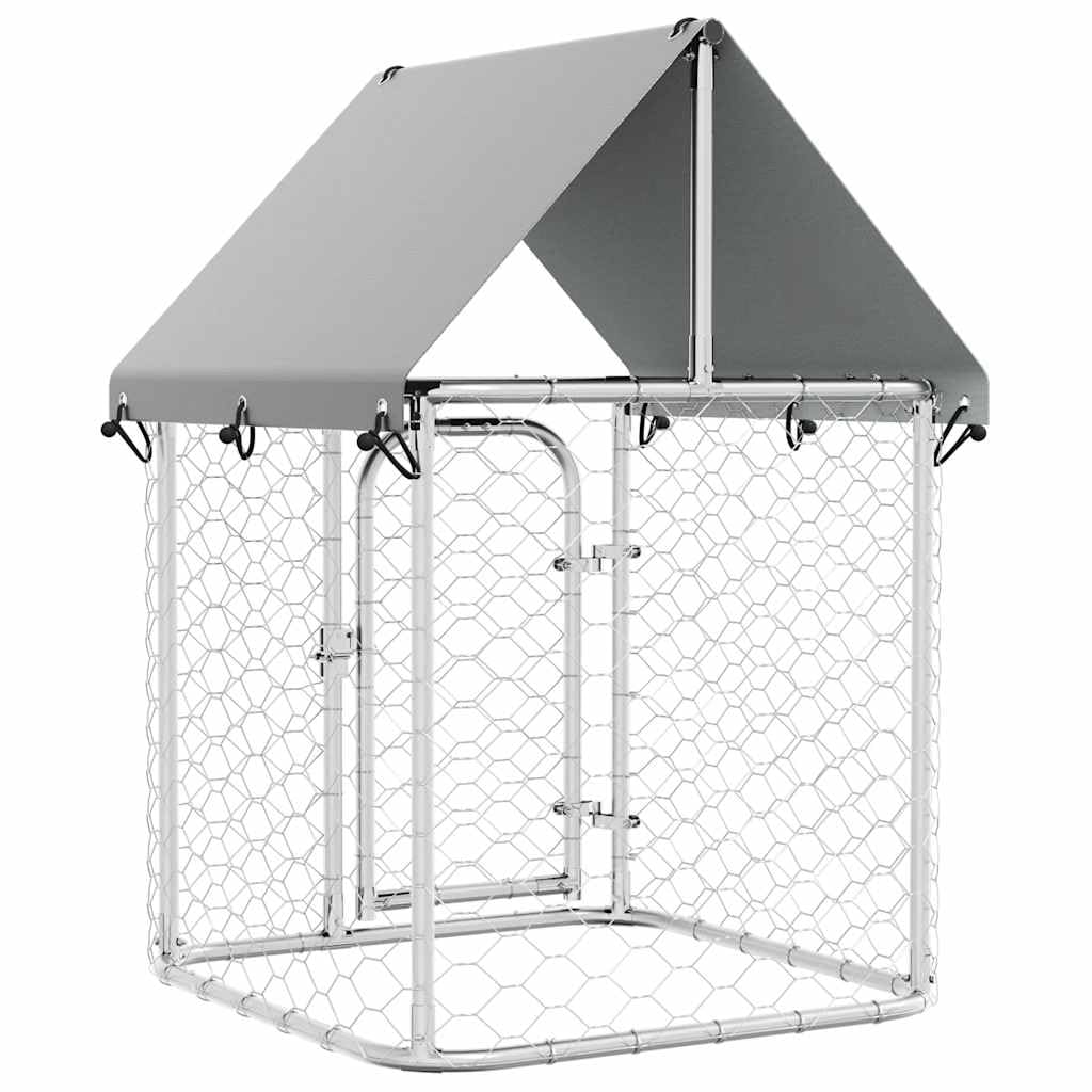 Cuccia per cani da esterno con tetto 100 x 100 x 150 cm, grande gabbia in acciaio zincato per cani, rete metallica a 4 lati per ventilazione e sicurezza, costruzione robusta