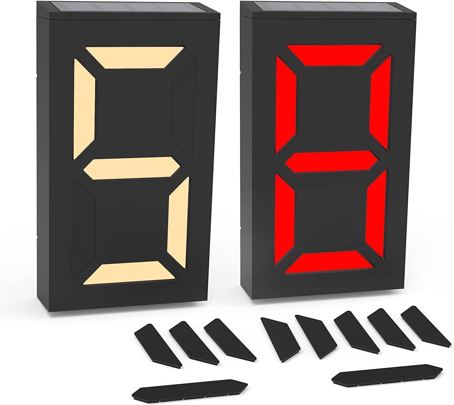 KINGCOO Luce solare per numero civico esterno, impermeabile, luce a LED per indirizzo, cassetta postale, porta, targa per porta, lampada notturna, numero fai da te 0-9, illuminazione per esterni (2