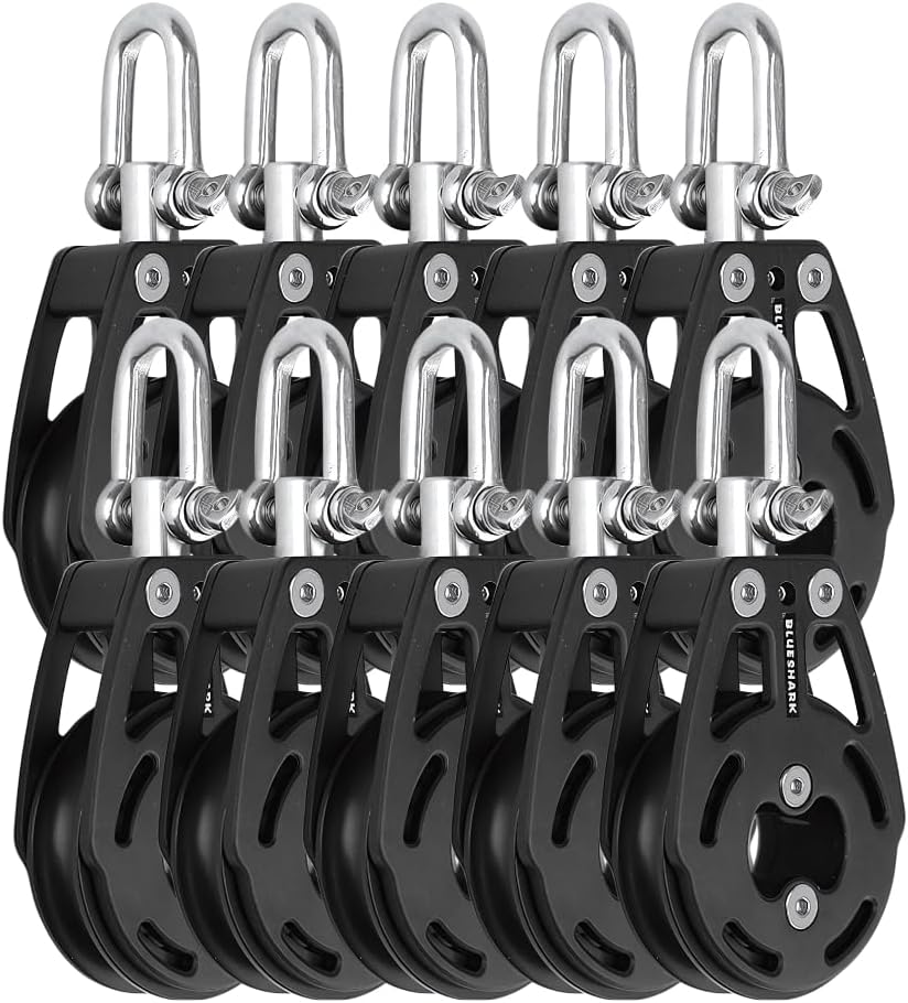 Blue Shark 2310-57 mm Single Swivel Aluminum Sailing Block - Max Line: 7/16” (12 mm), Safe Working Load (SWL): 1100 lbs (500kg), Breaking Load: 3500 lbs (1600 kg) (10-Pack)