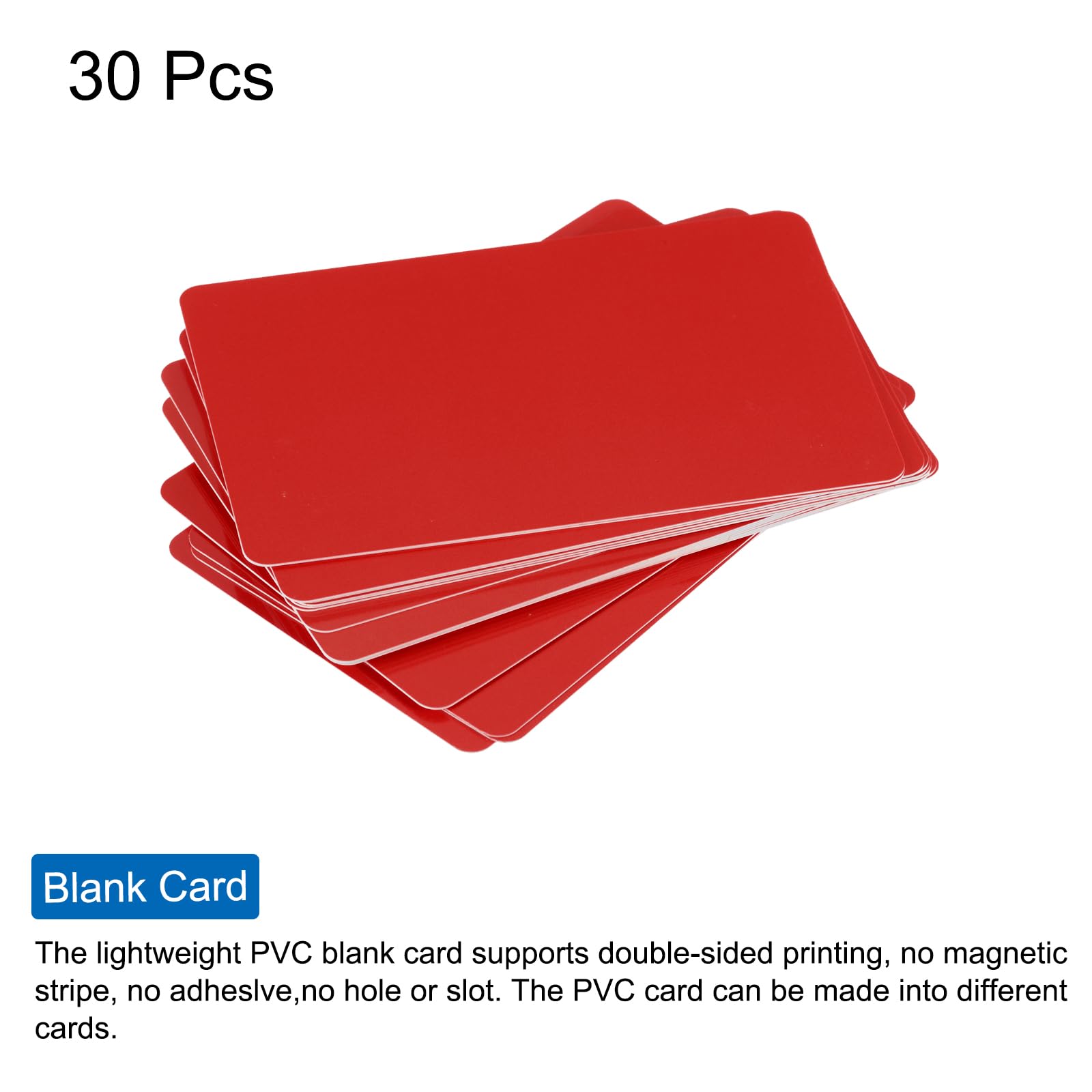 QUARKZMAN 30 Pezzi Carte PVC Vuote Colore, CR80 30 Mil Carte Plastiche Vuote Per Tesserini ID Impermeabili Per Badge ID, Di Credito, Targhette Identificative, Stampante, Rosso