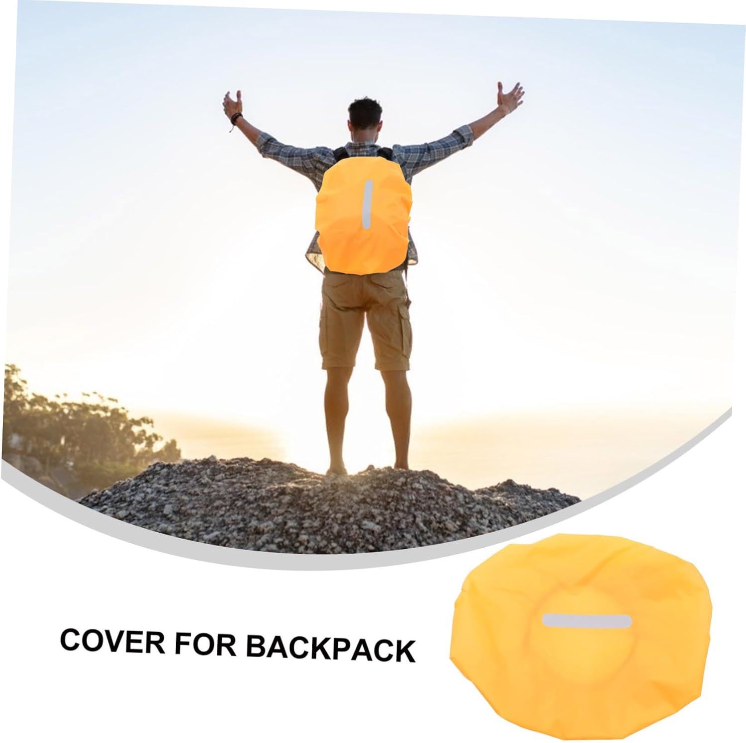 Backpack Rain Cover Wear Resistant Polyester with Reflective Strip for Safety Lightweight and Portable Protector for Camping Hiking and Outdoor Activities