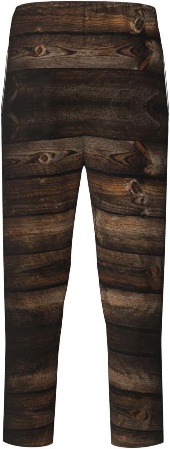 Brown Wooden Print Fashion Pajama Bottoms,Cotton Pajamas,For Both Lounging At Home And Casual Outings