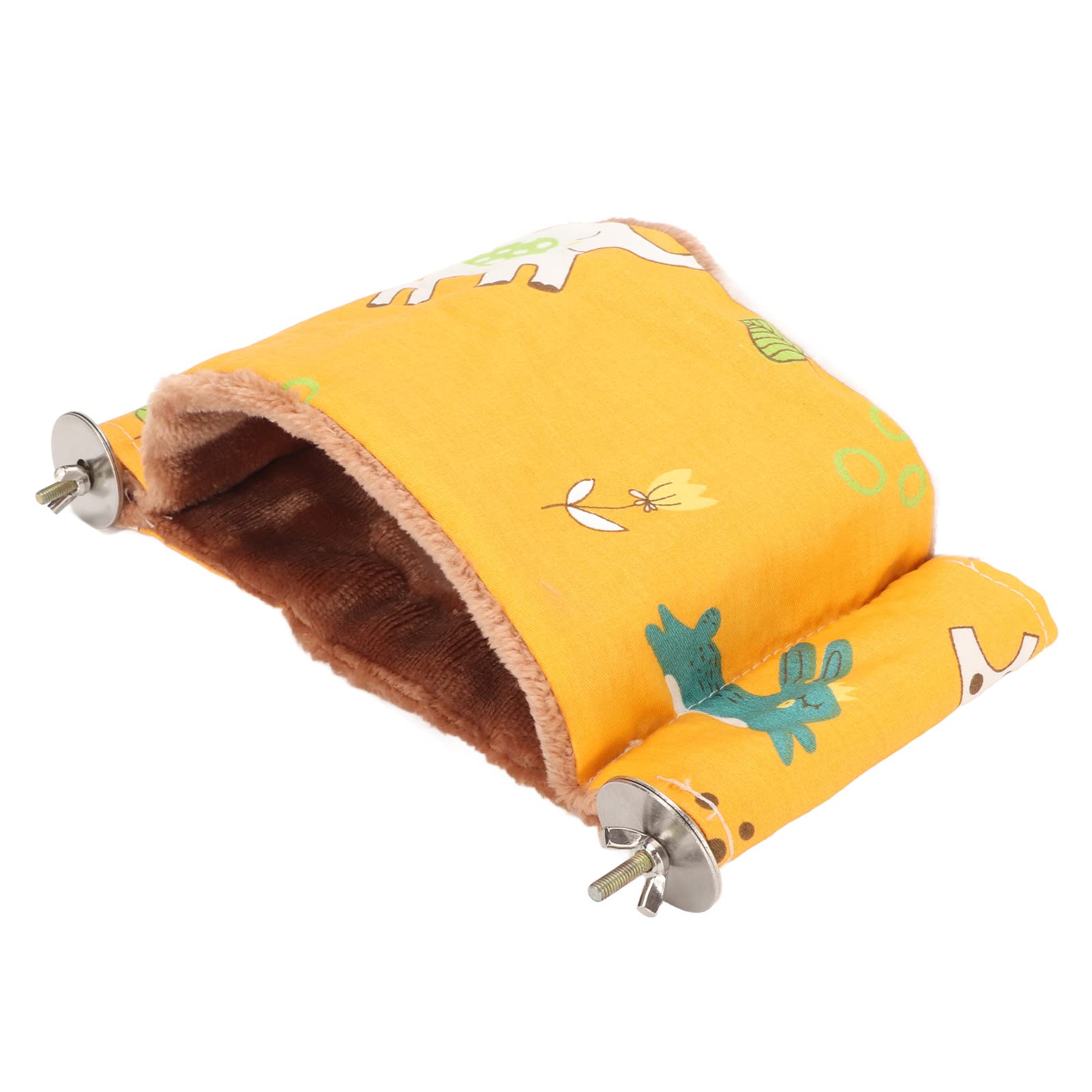 Ketsicart® Bird Hanging Bed Nest Double Layer Bright Colors Reduce Anxiety Warm Plush Birdcage Hanging Hammock for Parrots (Yellow)