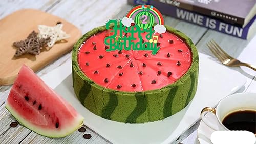 Miniatura 3 de Decoración para pastel de segundo cumpleaños de sandía para niños, decoración de fiesta de dos años, decoración de pastel de melón de bebé Coco para