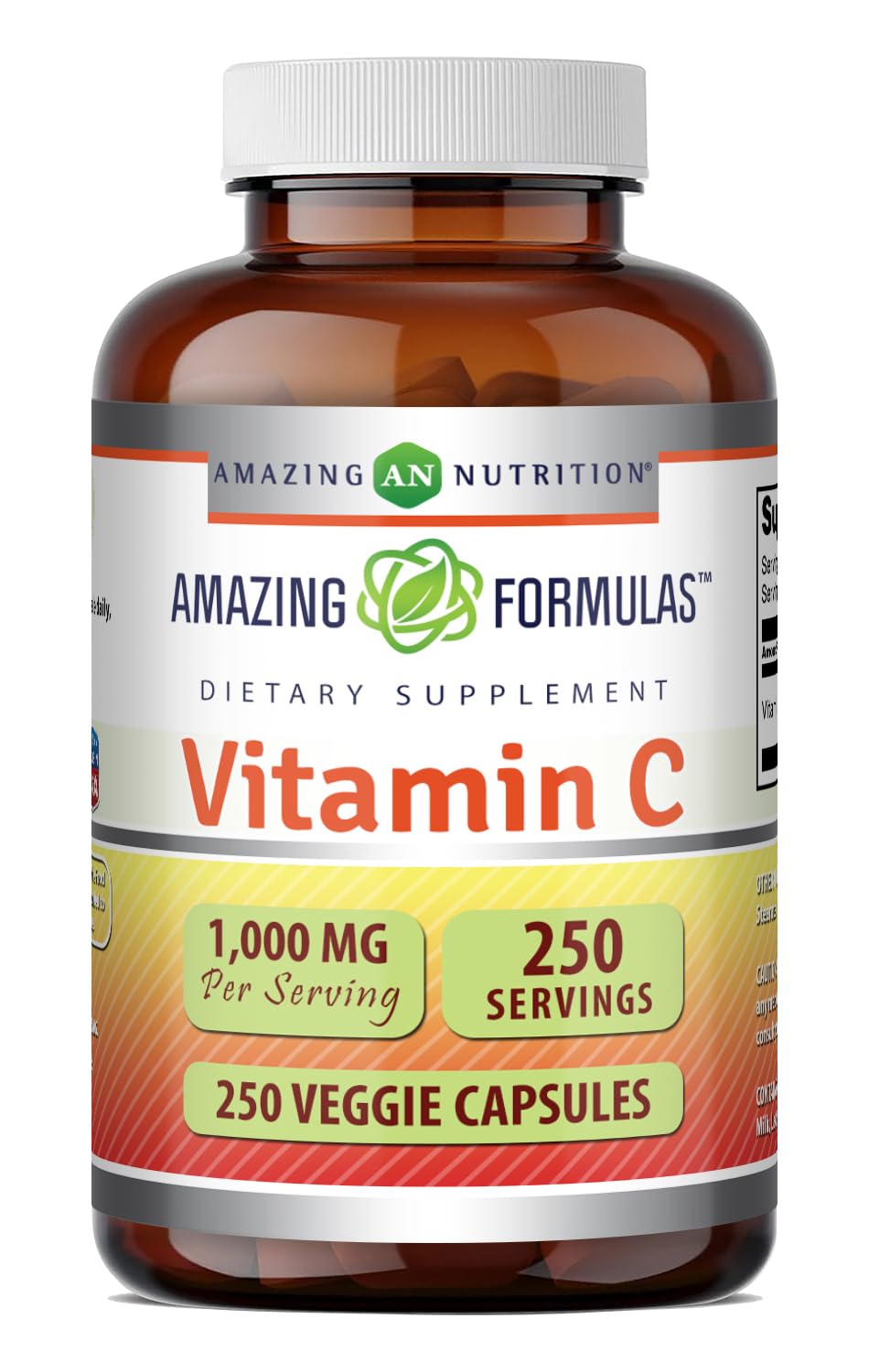 Amazing Formulas Vitamin C Supplement | 1000 Mg | Veggie Capsules | Non-GMO | Gluten-Free | Made in USA (1 Pack, 250 Count) 250 Count 250 Count (Pack of 1)