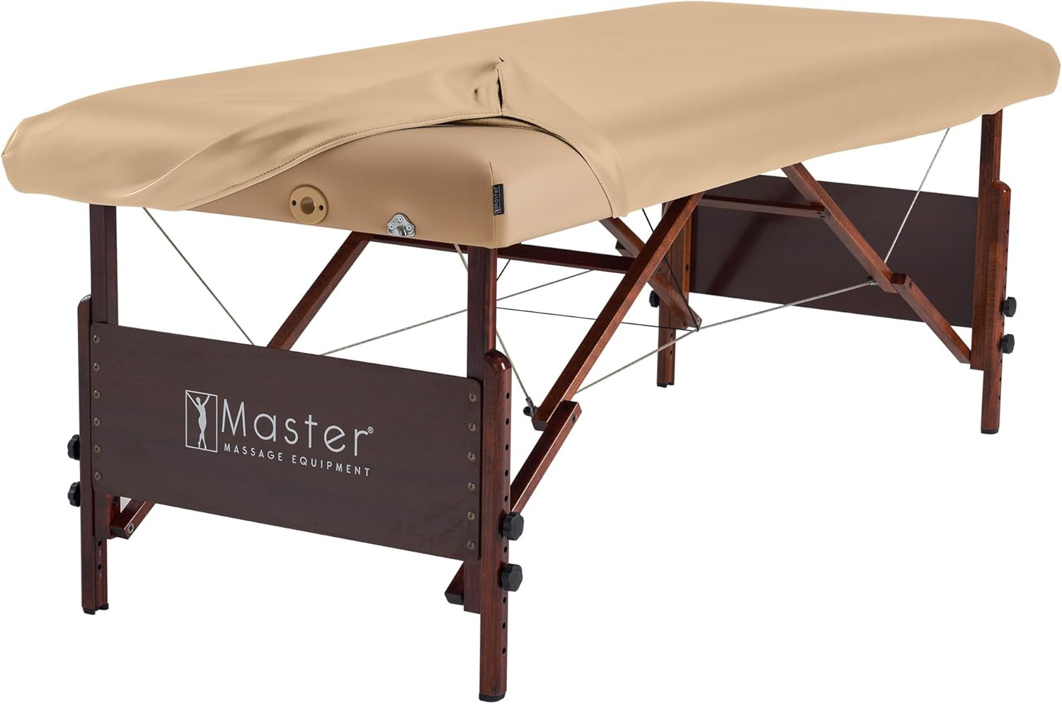 Master Massage Rectangular Universal Fabric Fitted PU Vinyl Leather Ultra-Durable Massage Table Protection Cover-Cover Protector for Massage Beds Lash Bed, 28” to 32” Wide (Cream)
