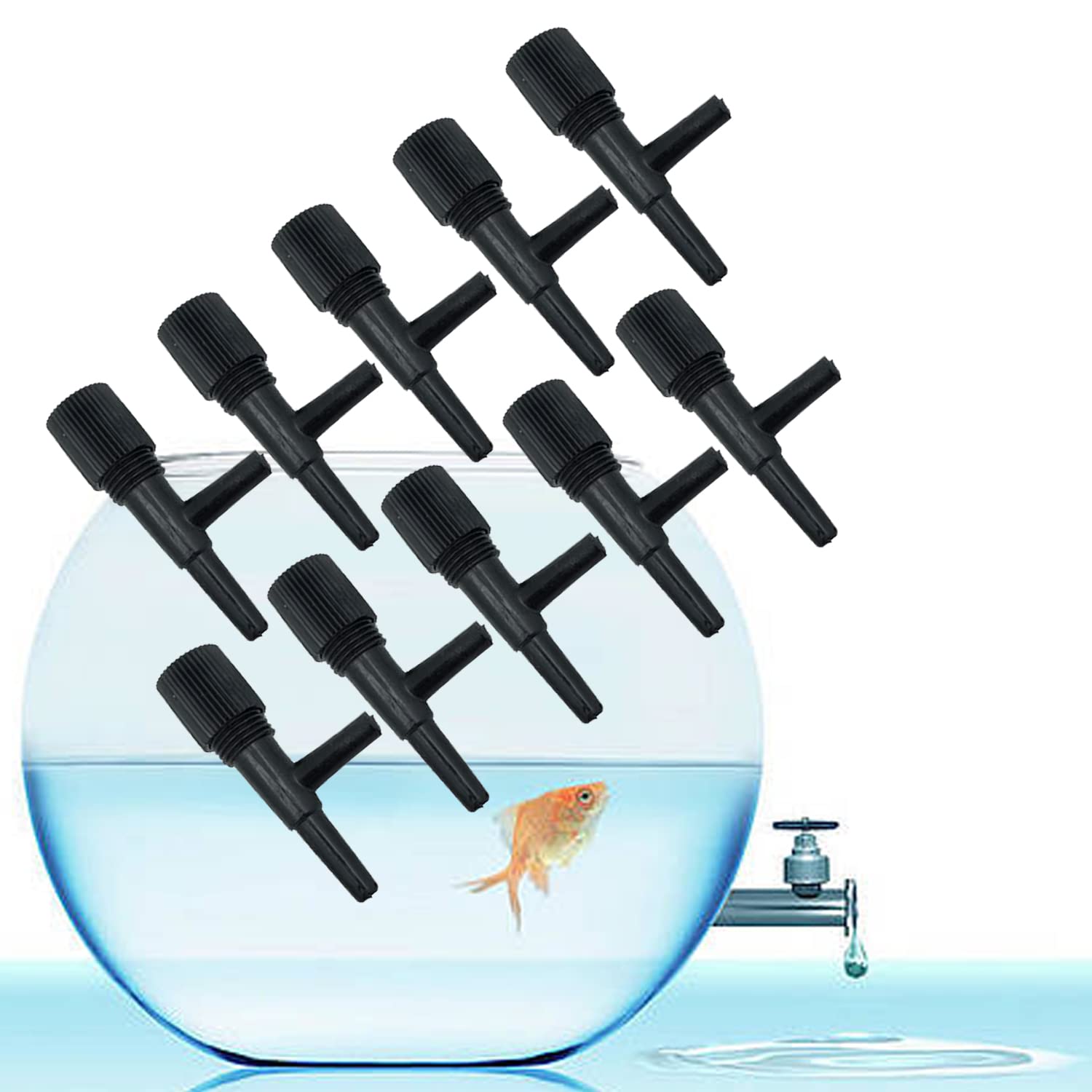 Jainsons Pet Products Aquarium Control Valve,2 Way Air Valve,Plastic Air Regulator, for Fish Tank Air Pump 10 PCS (Color May Vary)