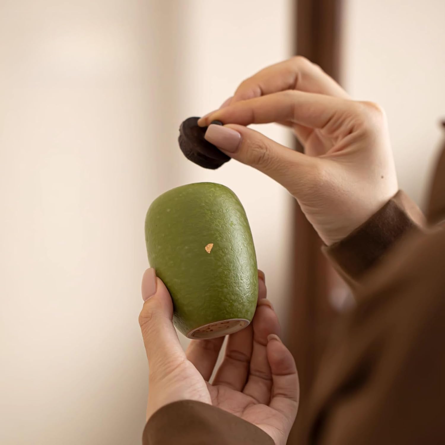 Green Tea Caddy, 110ml 3.7oz, Mini Sealed Jar Tea Storage Canister Sealed Storage Tank