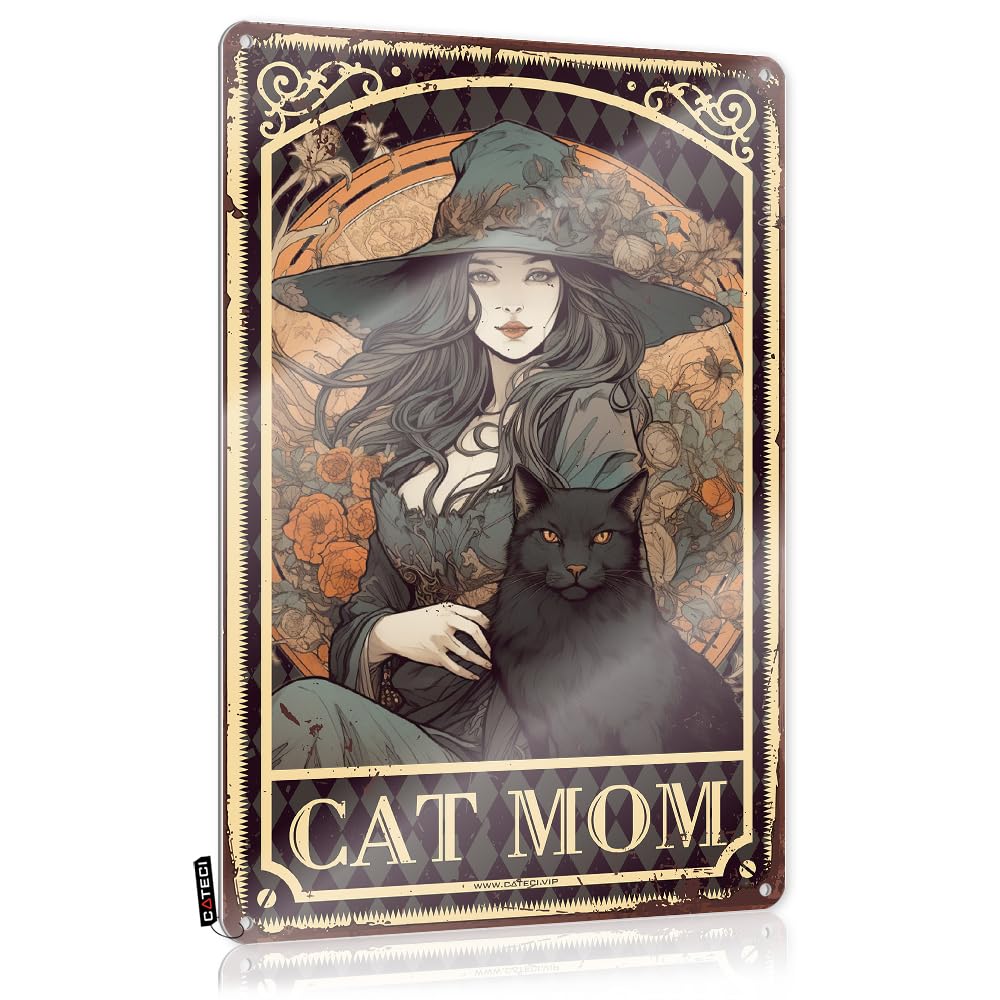 Metal Bar Signs Witch Cat Mom Tin Sign House Decorgoth Decor Homespace Decorgifts For Best Friend Metal Home Bar Signs Funny Sogns(30X40CM)