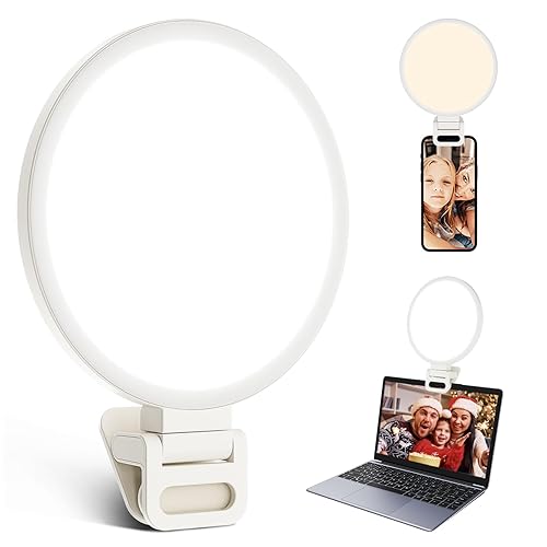 ACMEZING Clip-On Ring Light for Laptop & Phone, Upgraded 60-LED Full-Screen Anti-Glare Light with 3 Color Modes & Dimmable Brightness, Perfect for Zoom, TikTok, Selfies, Video Calls