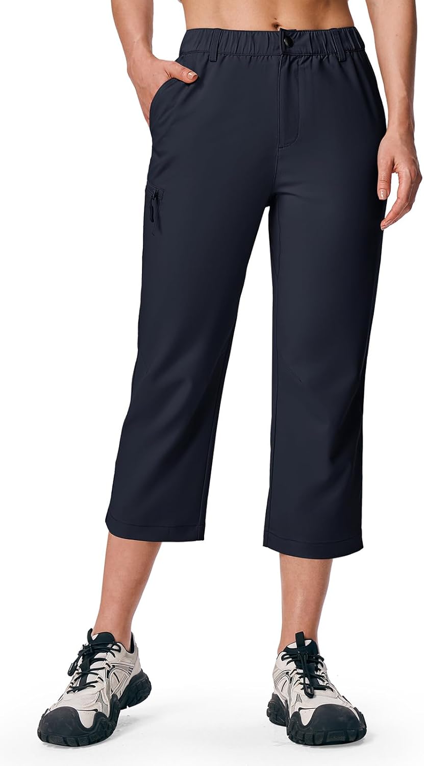 Rdruko Women's Cargo Capris Pants Lightweight Stretch Quick Dry Summer Casual Travel Pants for Hiking Outdoor
