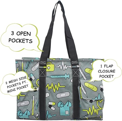 Vista 2 de Bolso de mano NGIL con cierre superior y bolsillos exteriores para mujeres trabajadoras, profesoras, enfermeras y madres, diseño en EE. UU