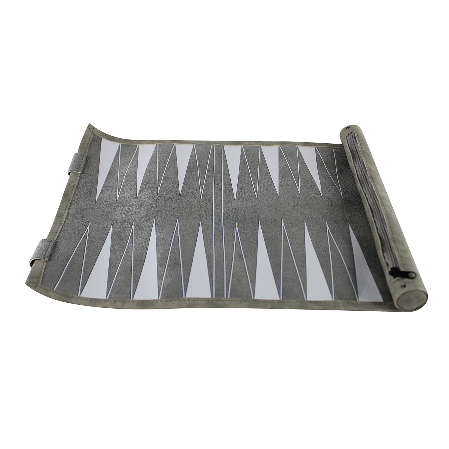 Set di backgammon arrotolabile da viaggio, 33 cm, colore: grigio