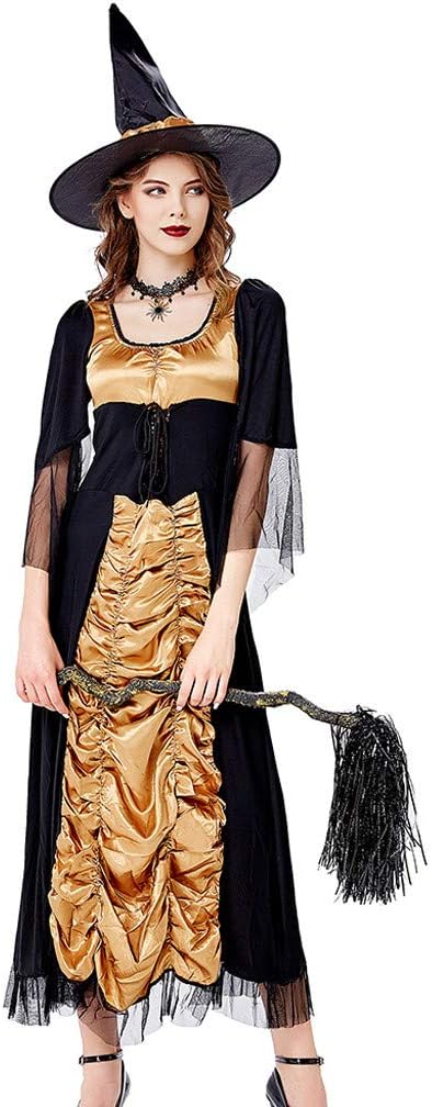 Women's Halloween Witch Costumes Lace Up Novelty 3/4 Flare Sleeve Dresses Witch A-line Maxi Cosplay Masquerade Gowns
