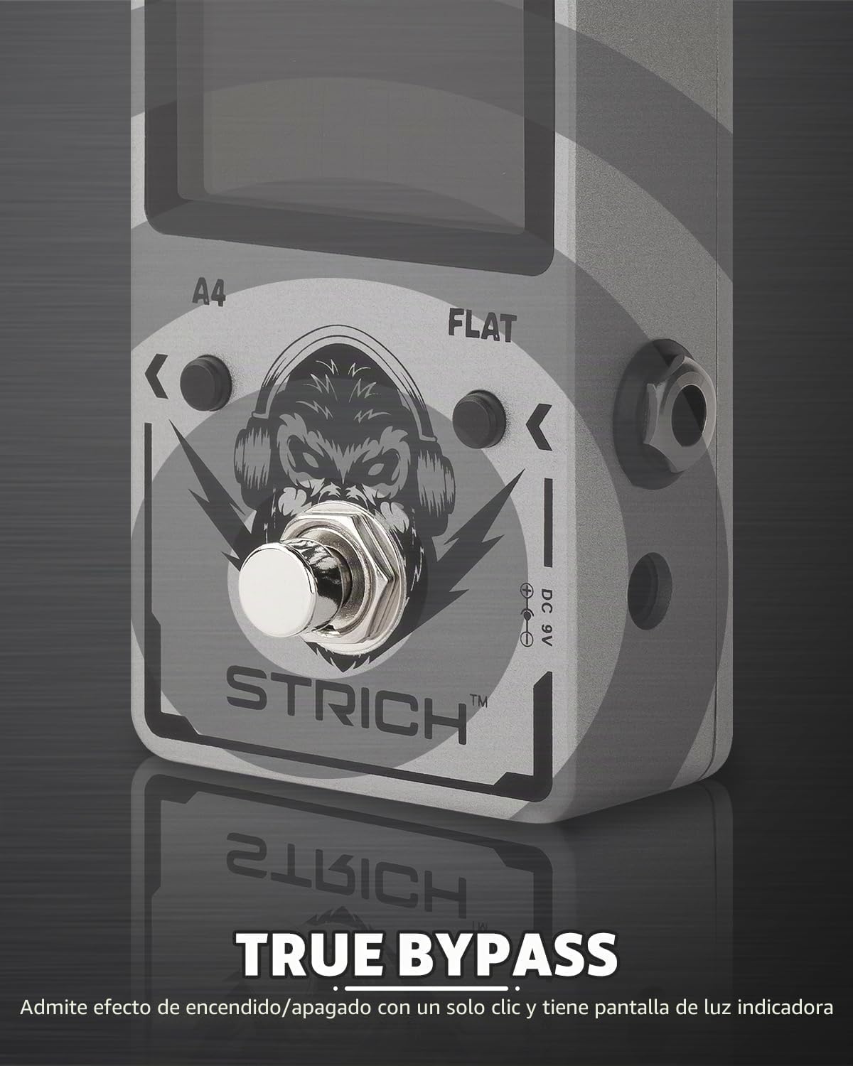 STRICH Pedal sintonizador de guitarra con pantalla grande a color, afinación cromática de precisión, 430-450Hz A4, True Bypass para guitarra eléctrica y bajo, Plata