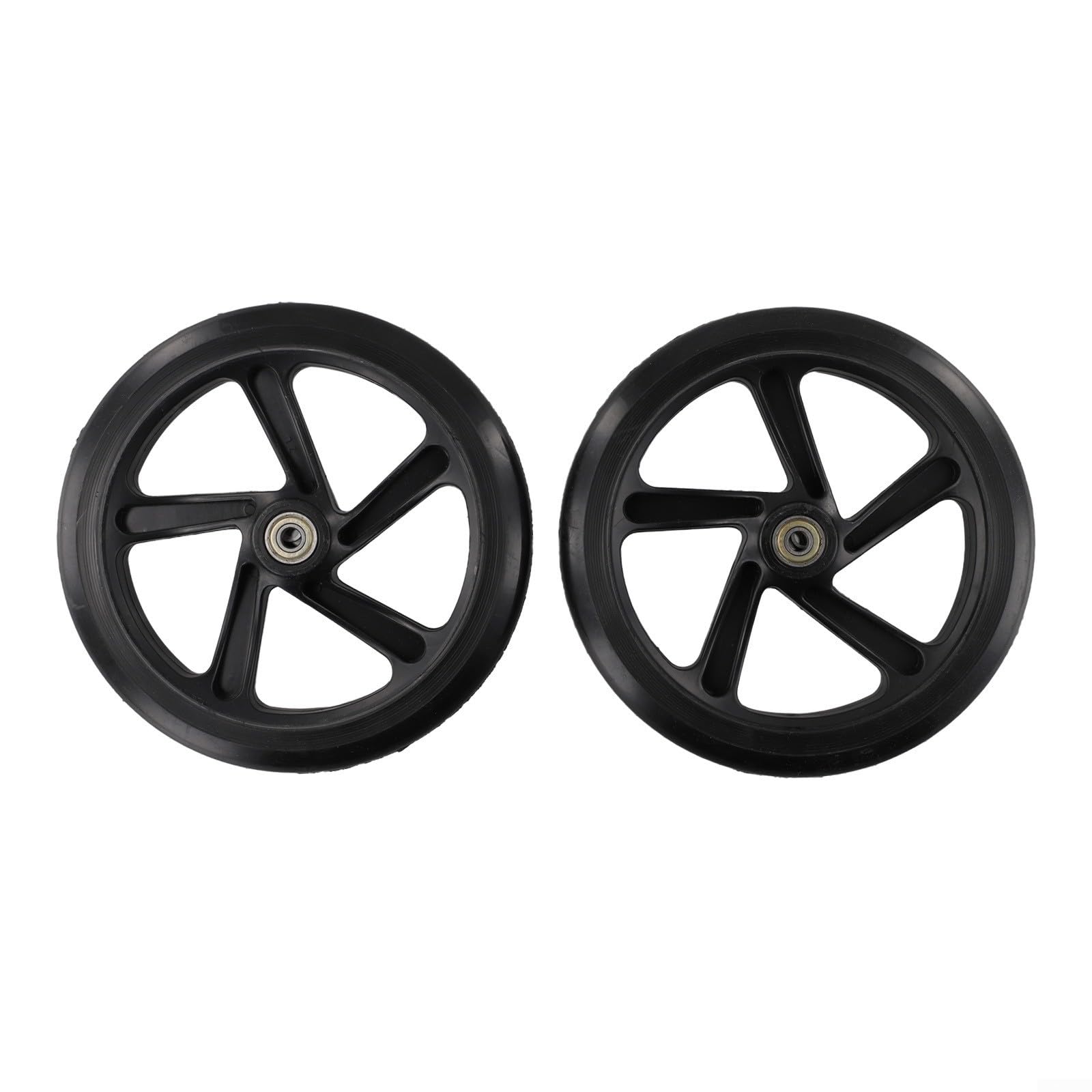 GLFLOW 2PCS 125-200mm Diameter Fivestar Pro Freestyle Scooter Wheels，PU Silent Roller Skate Wagon Cart Trolley Wheels Replacement Set (200mm*40mm black)