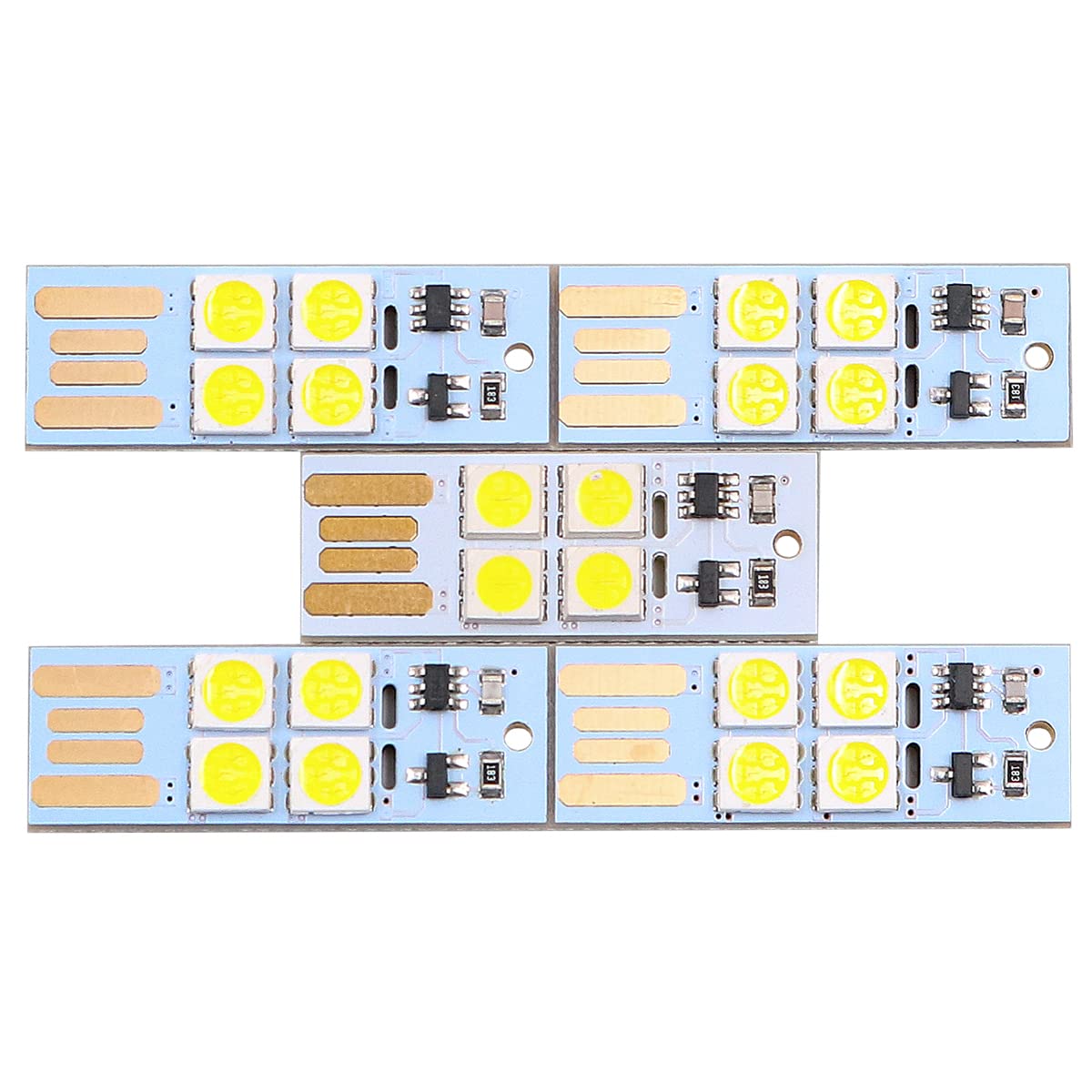 VOANZO 5pcs USB Mini LED Lights 6 Keychain Lights Lamp with Smart Touch Electrodeless Dimming Switch for Emergency Security Lighting Home( White) - Image 2