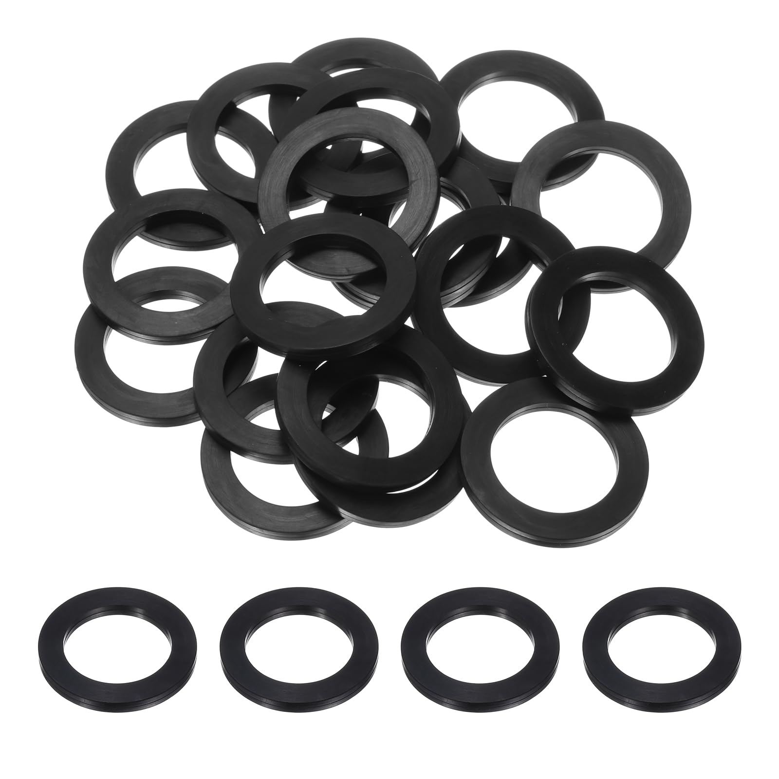 sourcing map 20 Pcs Rubber Washers, 15mm x 21mm x 3mm O-Ring Seals Hose Washer Plumbing Gaskets for Water Pipe Faucet Shower Head Garden Hose Seal, Black