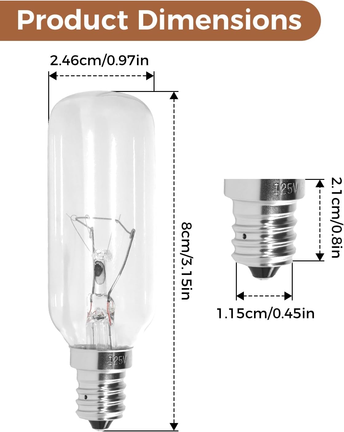6PCS SB02300264 40W Light Bulb E12 for Broan Range Hood, Compatible with PM250-A/B PM390/HS/S/WW RM50000 RM503001 RM503004 RM503023 RM503601 RM503604 RM50362