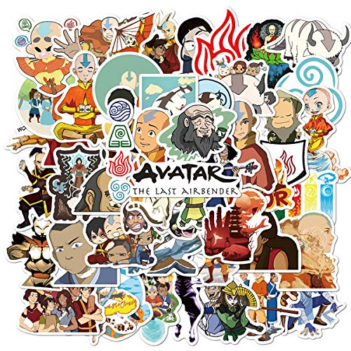 Avatar The Last Airbender Stickers Cartoon Laptop Stickers Vinyl Sticker Computer Car Skateboard Motorcycle Bicycle Luggage Guitar Bike Decal 50pcs Pack (Avatar The Last Airbende)