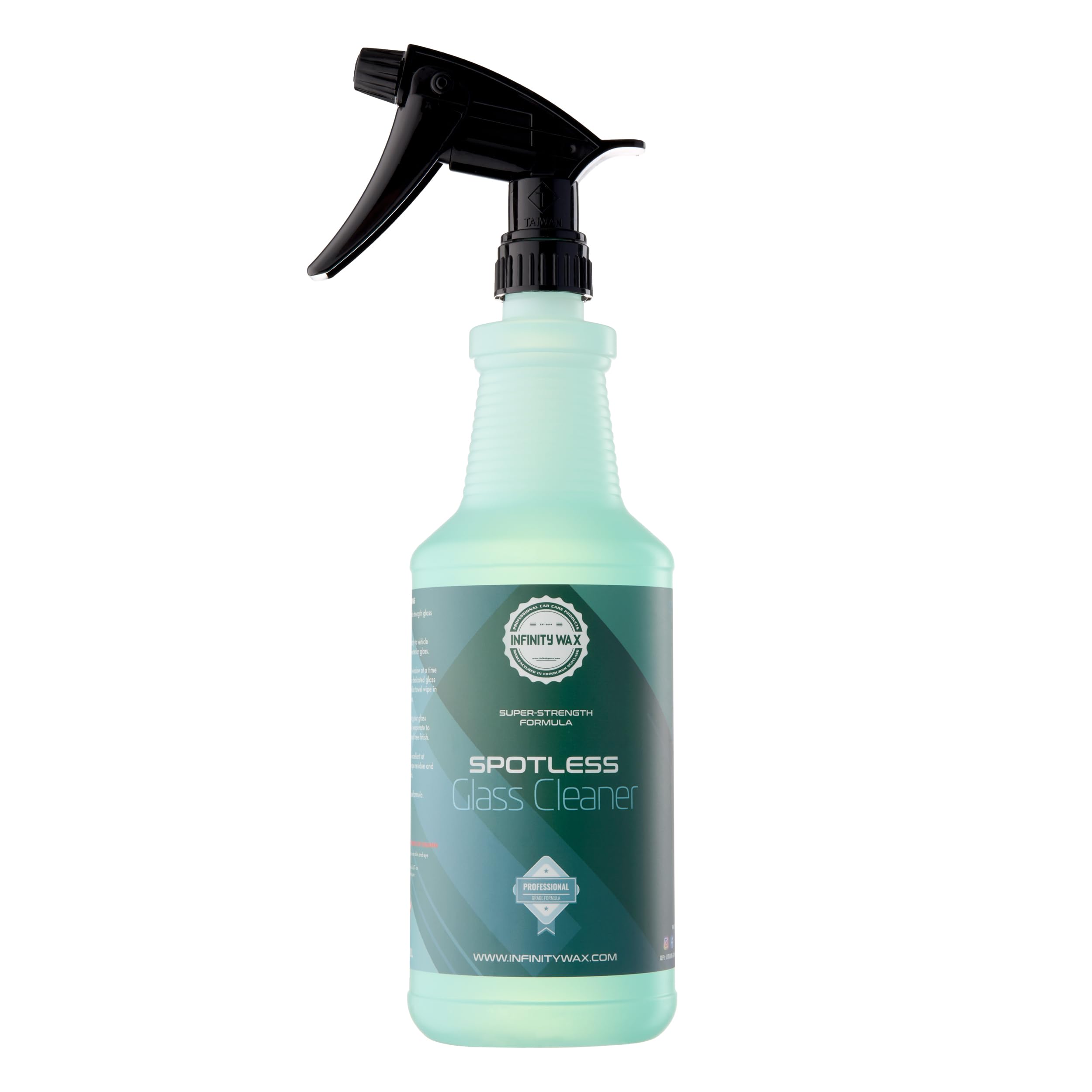 Infinity Wax Spotless Glass Cleaner 1L – Streak-Free Car Glass Cleaner, Anti-Static, Fast-Drying Formula Removes Fingerprints, Grease & Vape Film Interior & Exterior Use