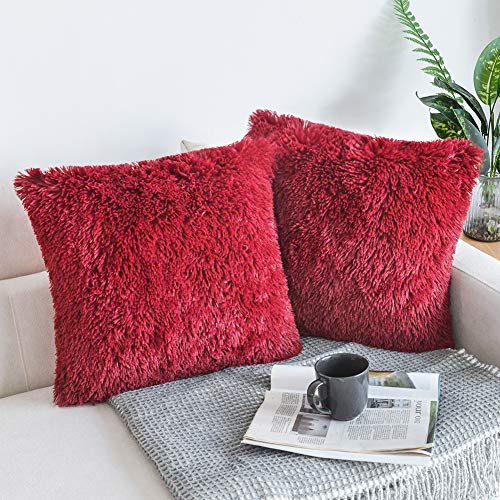 Image of Faux Fur Throw Pillow Covers for Couch Decorative Pillows 24x24 Inch