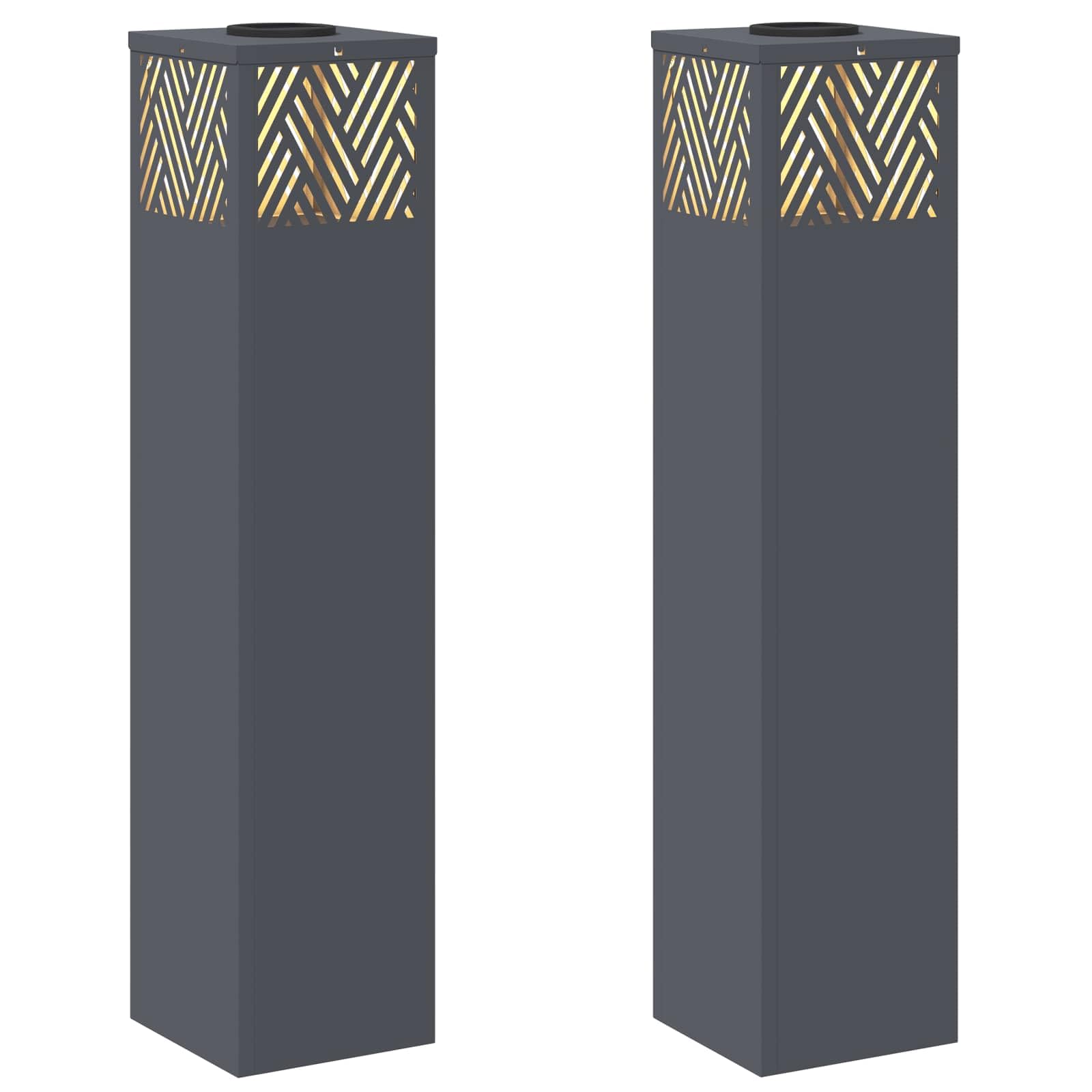 vidaXL Solar LED Pathway Light 2 pcs Anthracite Cold Rolled Steel, Garden and Terrace, Rectangular, Modern, Durable Design, Functional Spaces for Outdoor Relaxation and Enjoyment, Versatile Use — image 1