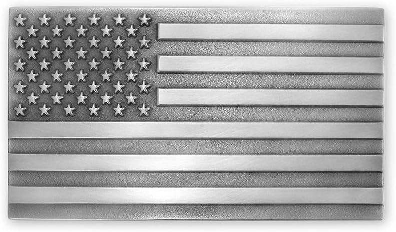 Indiana Metal Craft American Flag Pewter Belt Buckle with Belt Made in USA (Buckle Only)