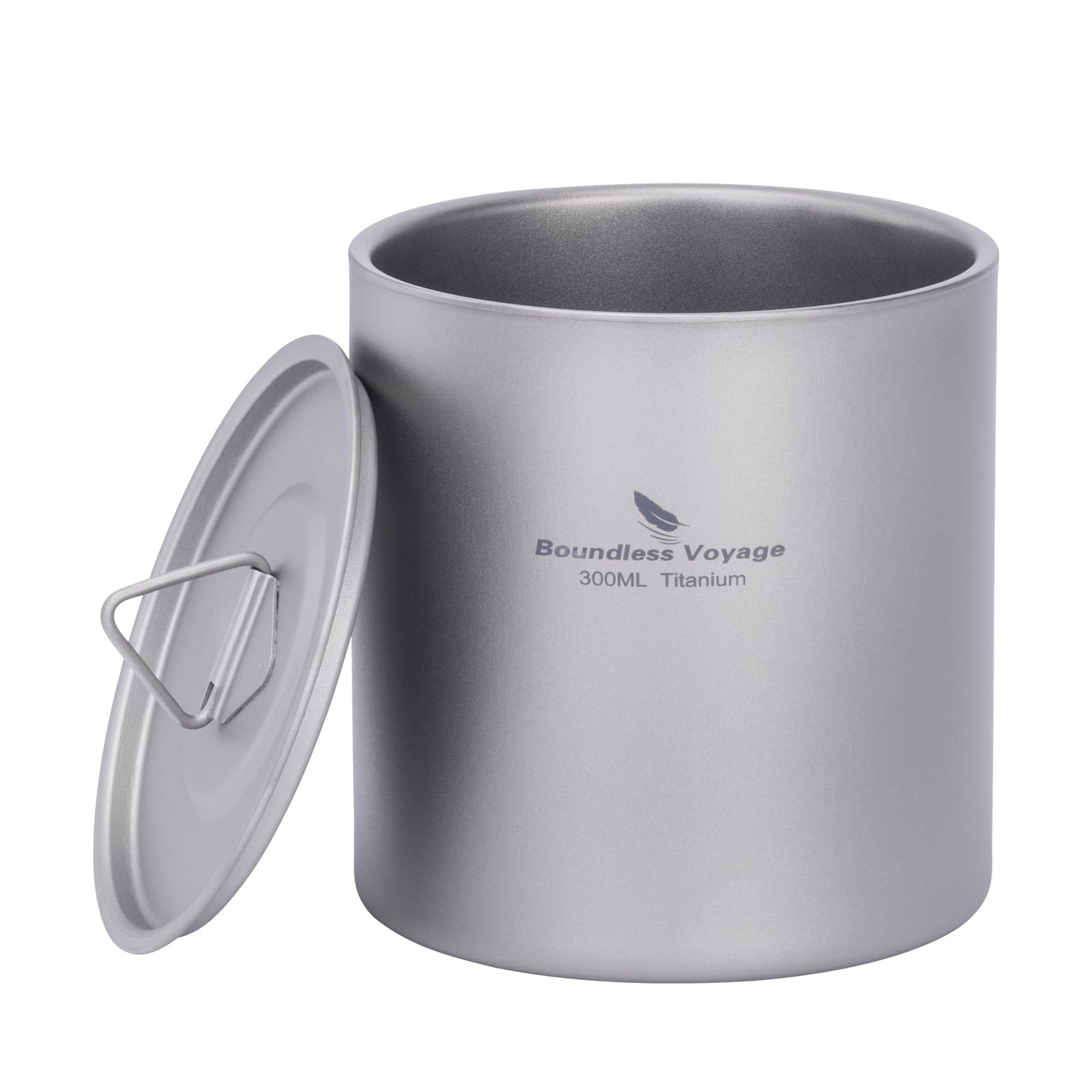 iBasingo 300ml Titanium Double Walled Cups with Lid Ultralight Outdoor Camping Travel Drinking Mug Durable Portable Metal Tea Coffee Drinkware Ti3242D