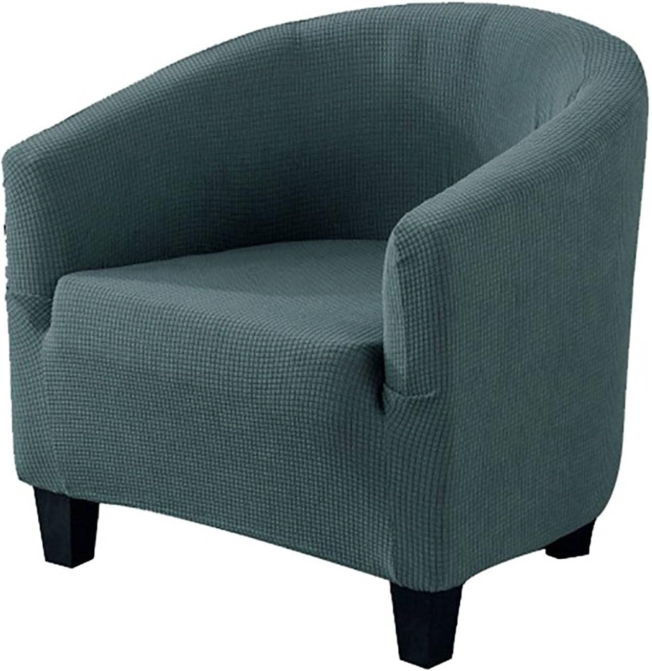 Stretch Club Chair SlipCovers, Waterproof 1 Pieces Tub Chair Covers Jacquard Spandex Armchair with Elastic Bottom Couch Cover, for Bar Counter Living Room-Dark Gray-Club Chair