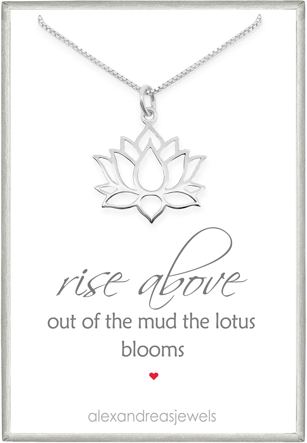 Sterling Silver Lotus Flower Necklace for Women, Lotus Charm Necklace, Inspirational Necklace, Yoga Jewelry, 18 inches