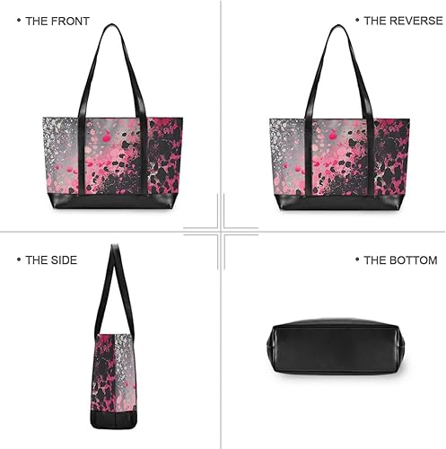 Miniatura 3 de Peach Leopard Starry Bolsa de maletín impermeable para mujer con cremallera bolsa de mano para el trabajo para viajes gimnasio vacaciones con