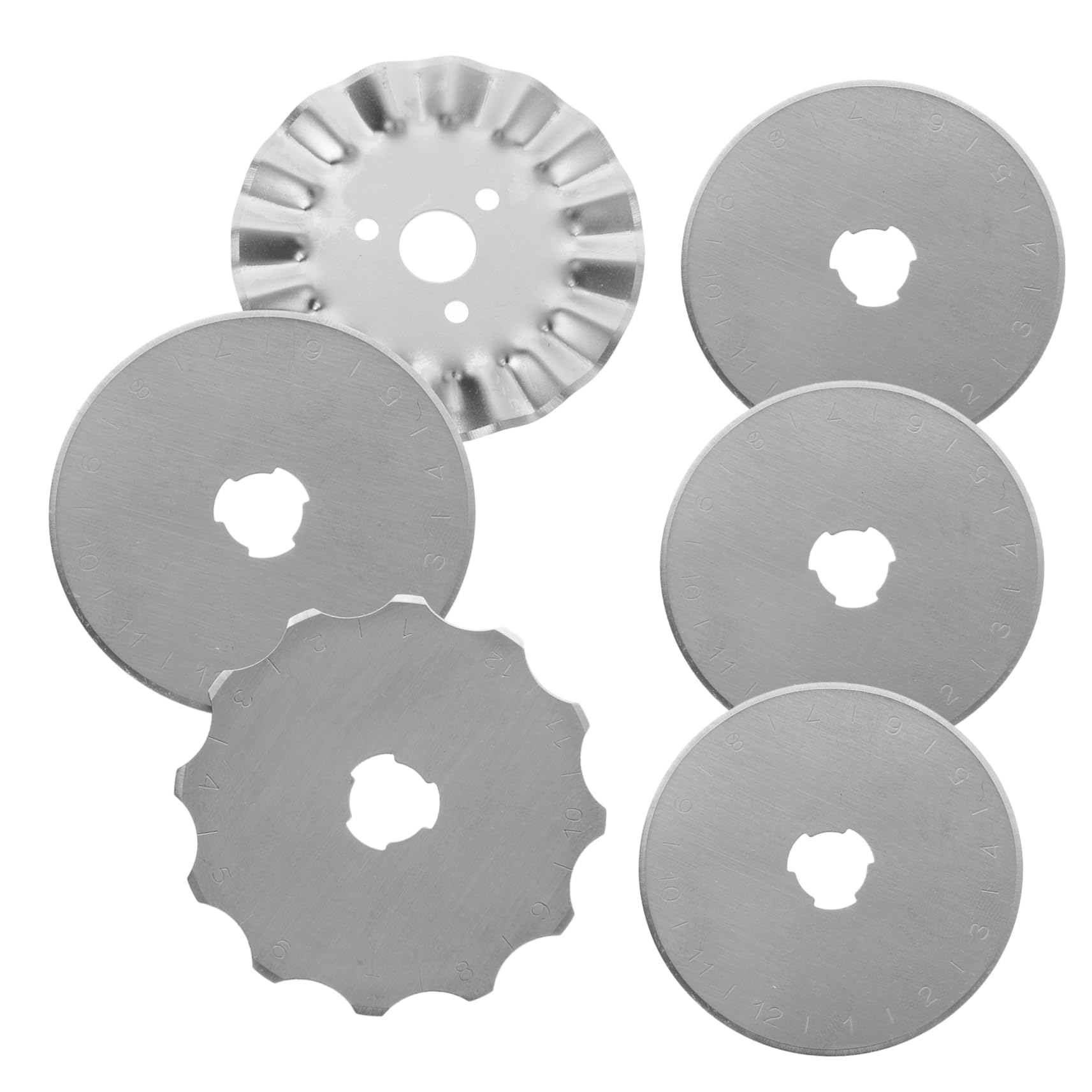 ARTIBETTER 5 Sätze Quilt-rotationsmesser Teil Multi Runden Streugut Ersatzrotorblätter Rotationsschneidklingen Für Stoffe Nähklingen Rostfreier Stahl Silver 6 Stück * 5