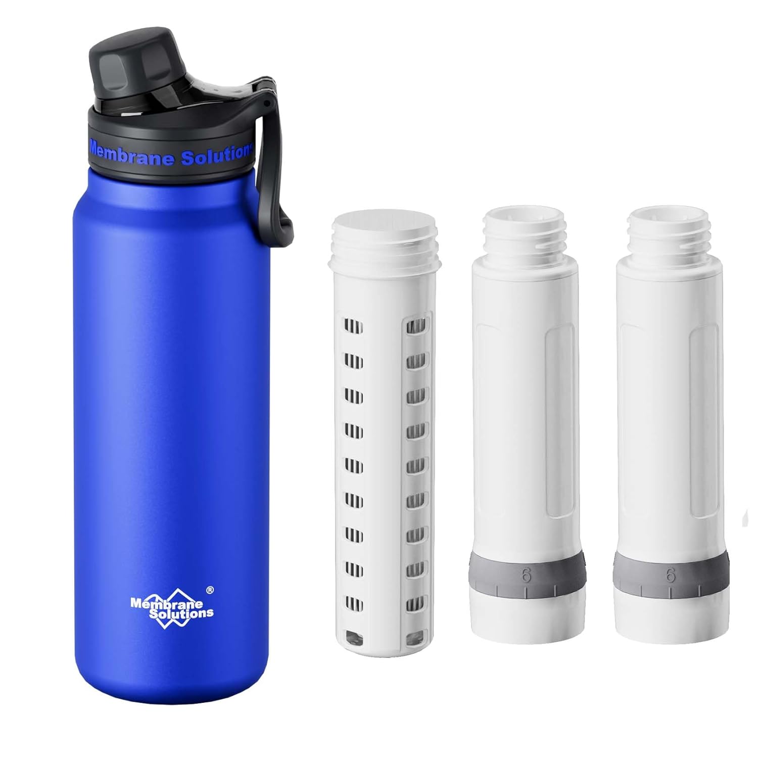 Membrane Solutions C3 32oz Stainless Steel ACF+UF Filtered Water Bottle with Extra 2 Packs ACF + 1 Pack UF Replacement Filter