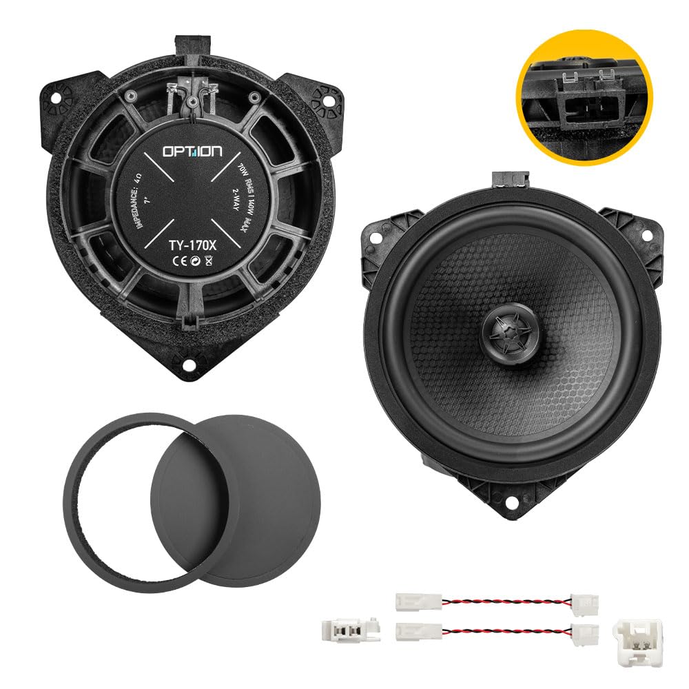Option Lot de haut-parleurs arrière compatibles avec Suzuki Swace (à partir de 2020, système audio standard) - 100 % Plug & Play - Haut-parleur coaxial 2 voies 17 cm avec isolation