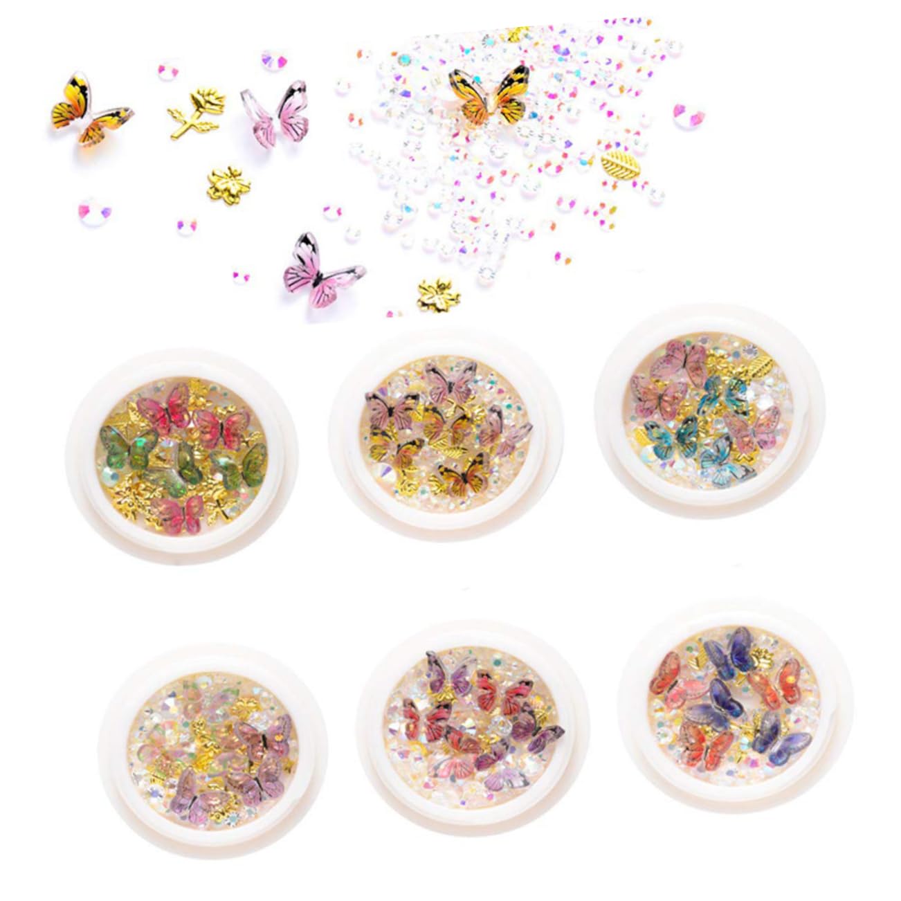 FRCOLOR Set De Boîtes De Charms Et Stickers Nail Art Avec Strass Et Rivets Pour Manucure Accessoires De Beauté Pour Décorations Élégantes Pour Naturels Et Artificiels