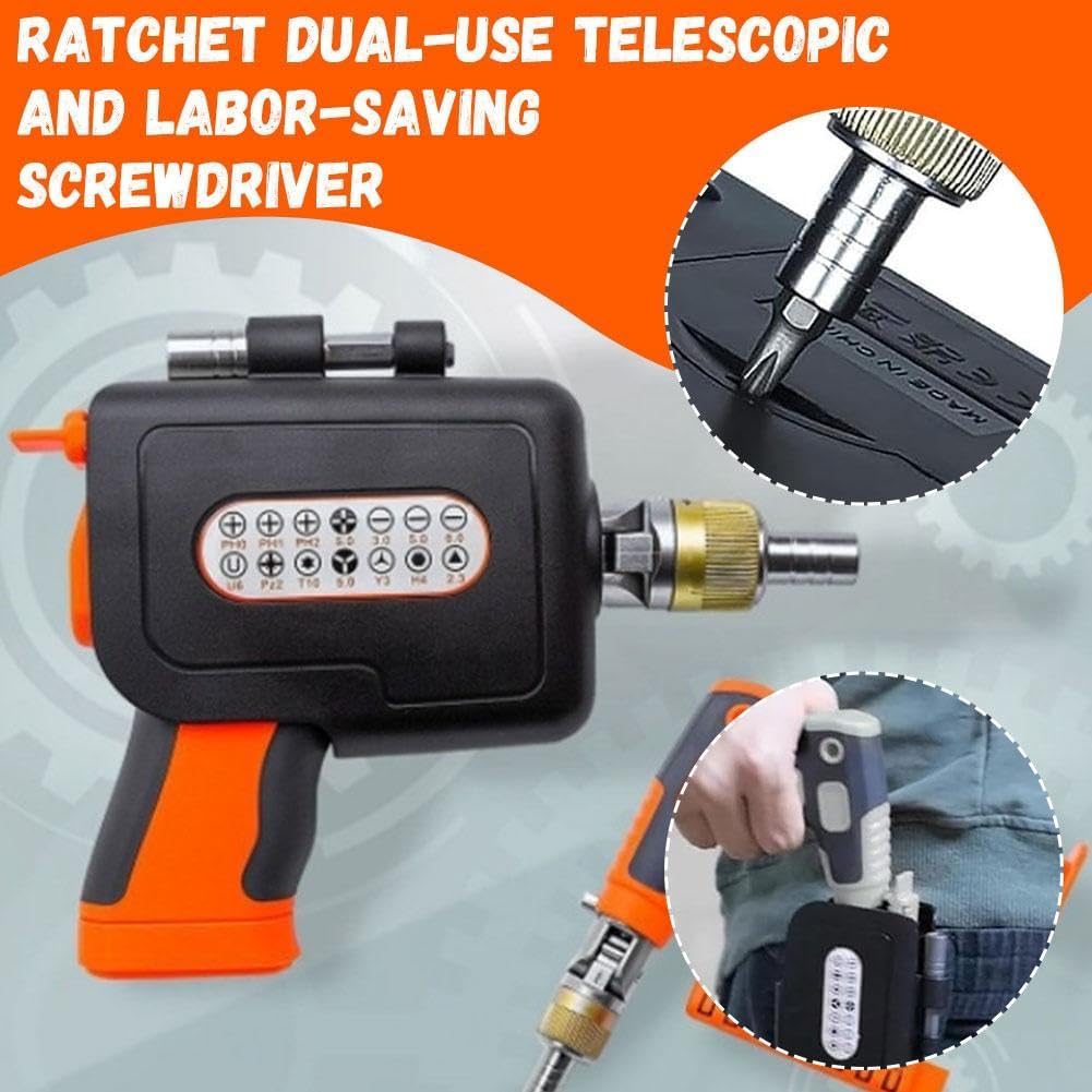 16-in-1 Multi Screwdriver Set, Multi Angles Electric Screwdrivers Gun with Magnetic Bit, Ratchet Screwdriver Set with 14 Screwdrive-r Bits,Manual Screwdrivers Cordless,Ergonomic Tool for Home,DIY(Oran